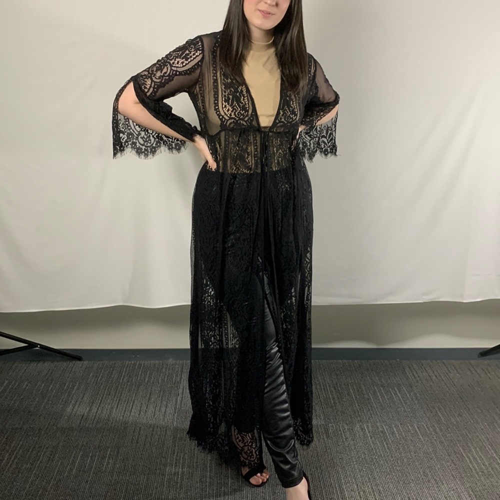Black Swim Suit Cover Up/Kimono